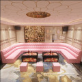 pink color U shape night club booth seating sofa